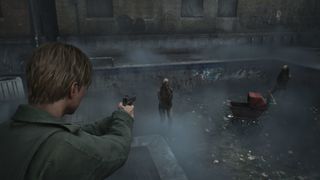 James shooting monsters during the upcoming PS5 game, the Silent Hill 2 remake.