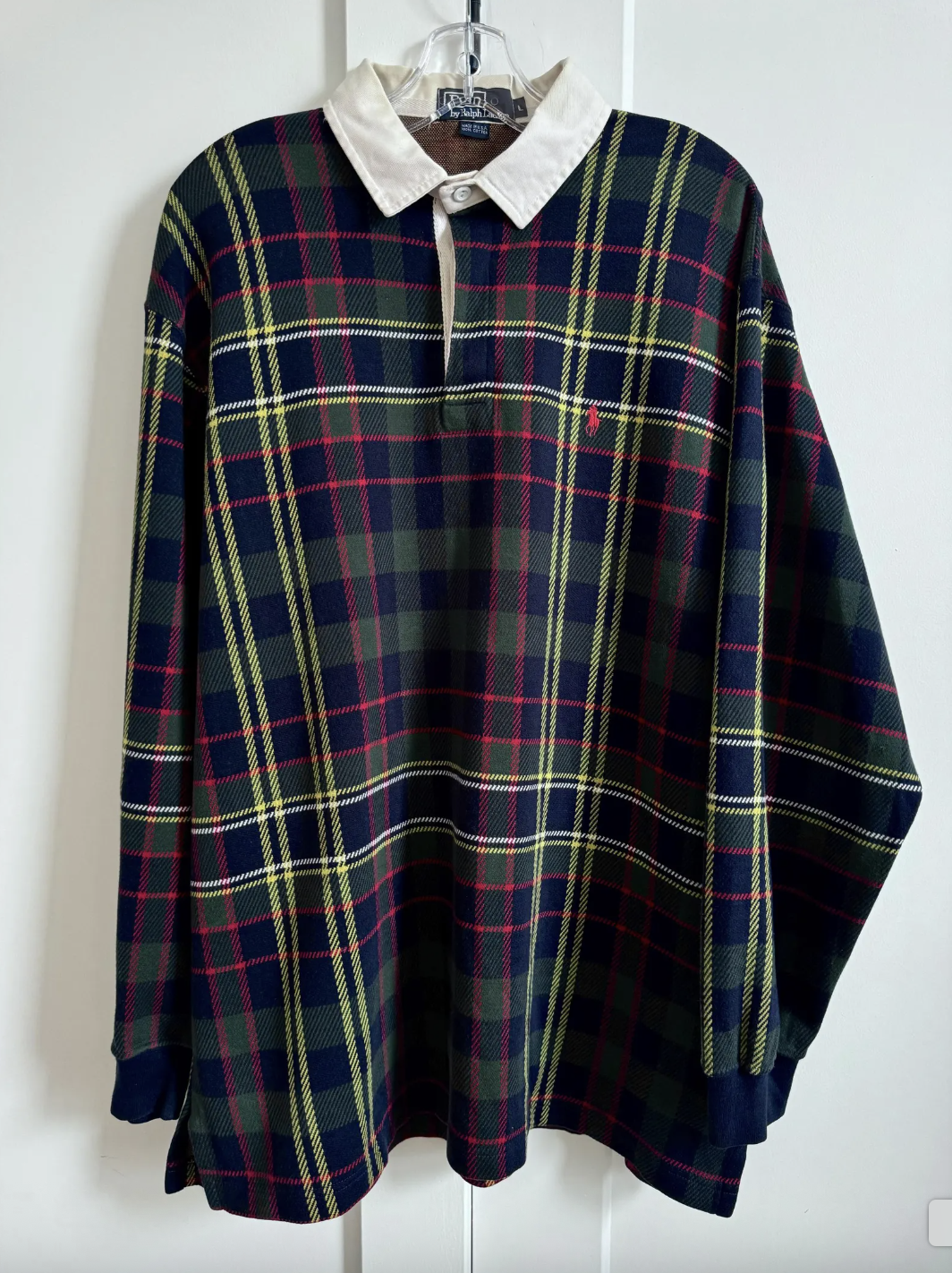 EmporoiSeven, Vintage Polo Ralph Lauren Green Plaid Rugby Longsleeve Shirt