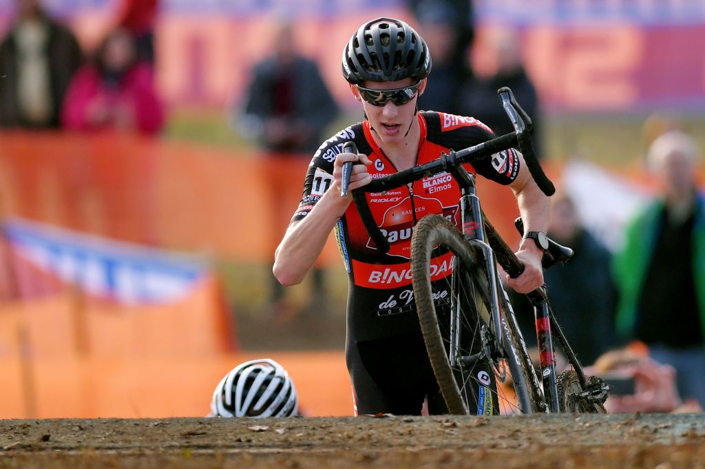 TABOR CZECH REPUBLIC NOVEMBER 16 Michael Vanthourenhout of Belgium and Team Pauwels Sauzen Bingoal Eli Iserbyt of Belgium and Team Pauwel Sauzen Bingoal during the 23rd Tabor World Cup 2019 Men Elite UCICX TelenetUCICXWC on November 16 2019 in Tabor Czech Republic Photo by Luc ClaessenGetty Images