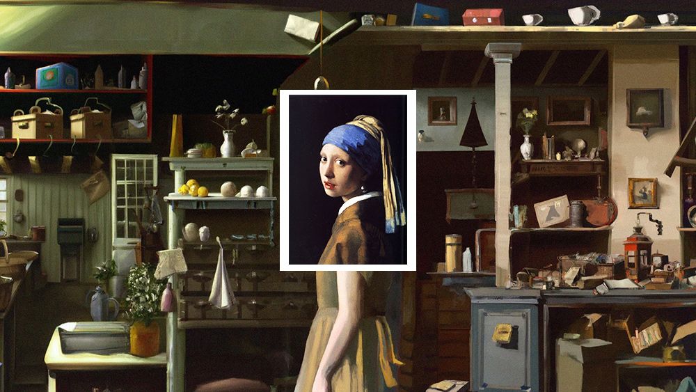 The Girl with the Pearl Earring extended using DALL-E 2 outpainting