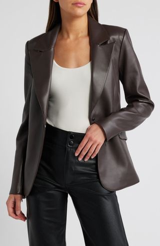 Sculpted Faux Leather Blazer