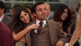 Zooey Deschanel and Jake Johnson as Jess and Nick on New Girl