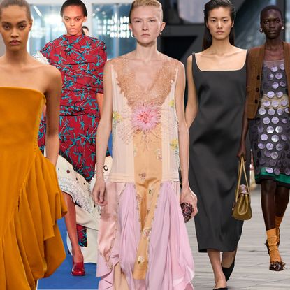 a collage of fall/winter 2026 runway images featuring the top dress trends