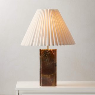 Red marble table lamp.