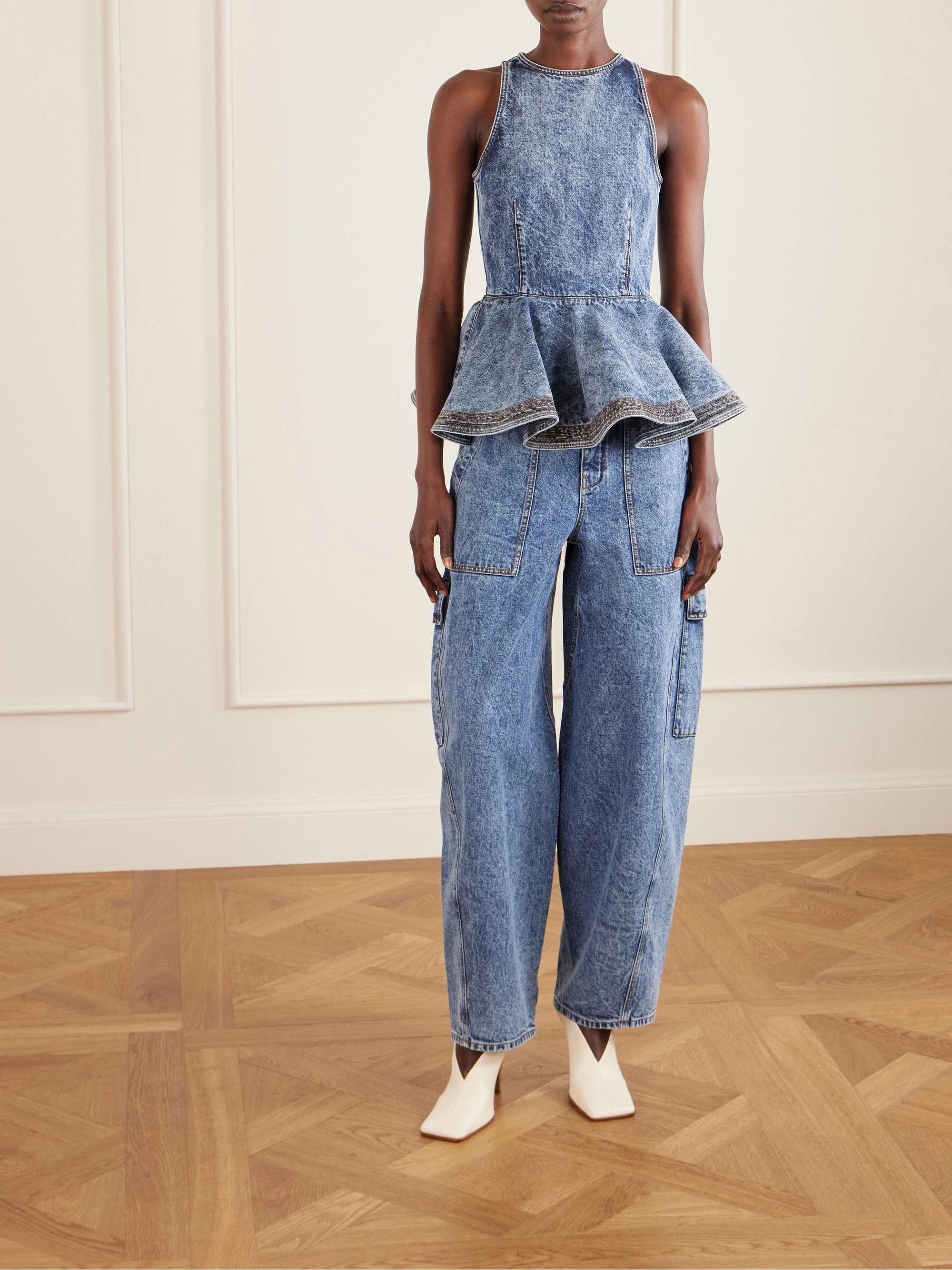 Ala&amp;iuml;a, Denim Peplum Top