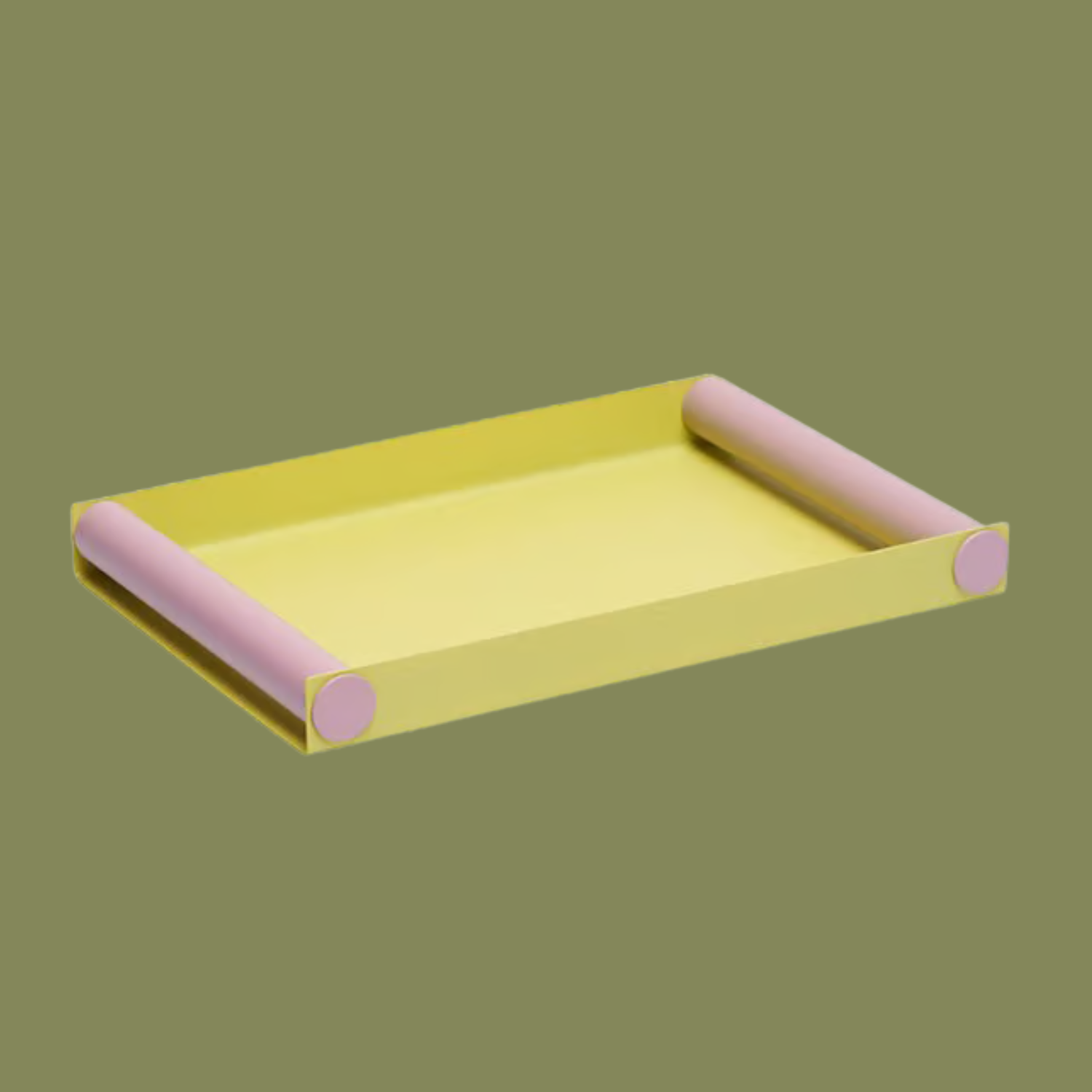 A yellow and lavender tray