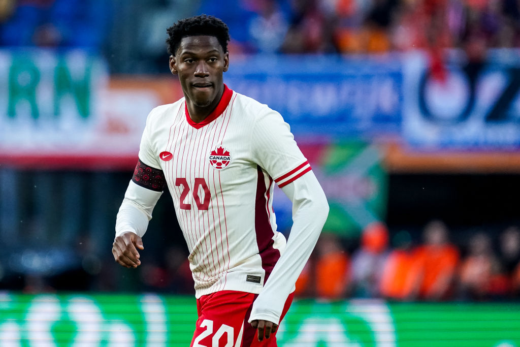 Chelsea target Jonathan David of Canada looks on during the international friendly match between Netherlands and Canada at De Kuip on June 6, 2024 in Rotterdam, Netherlands. (Photo by Rene Nijhuis/MB Media/Getty Images)