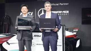 Eric Kuo, Executive Vice President and General Manager of the Laptop Business Unit at MSI and Christoph Sagemueller, Head of Mercedes-AMG Motorsport.