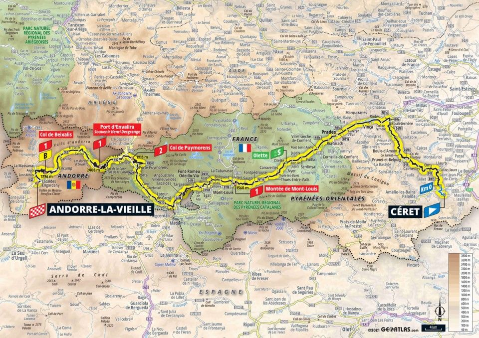 Tour de France 2021 stage 15 profile map