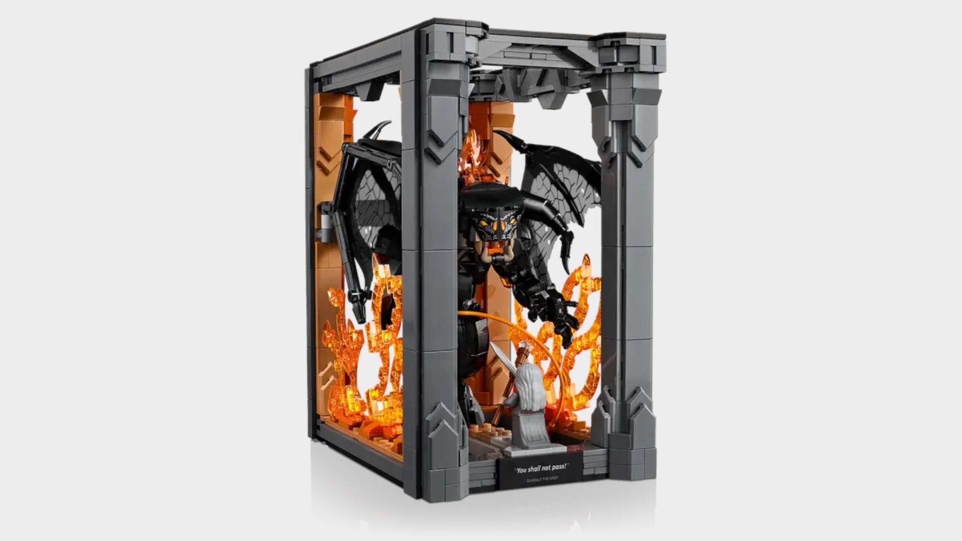 Lego Balrog Book Nook set against a plain background