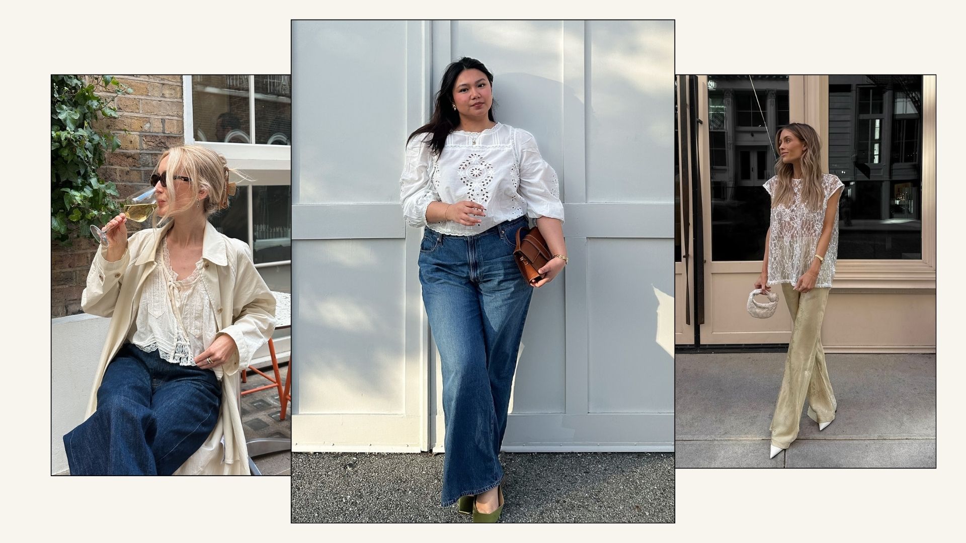 Influencer wears a romantic blouse.