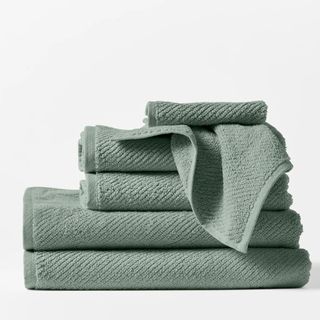 Coyuchi Air Weight Organic Towels against a white background. 