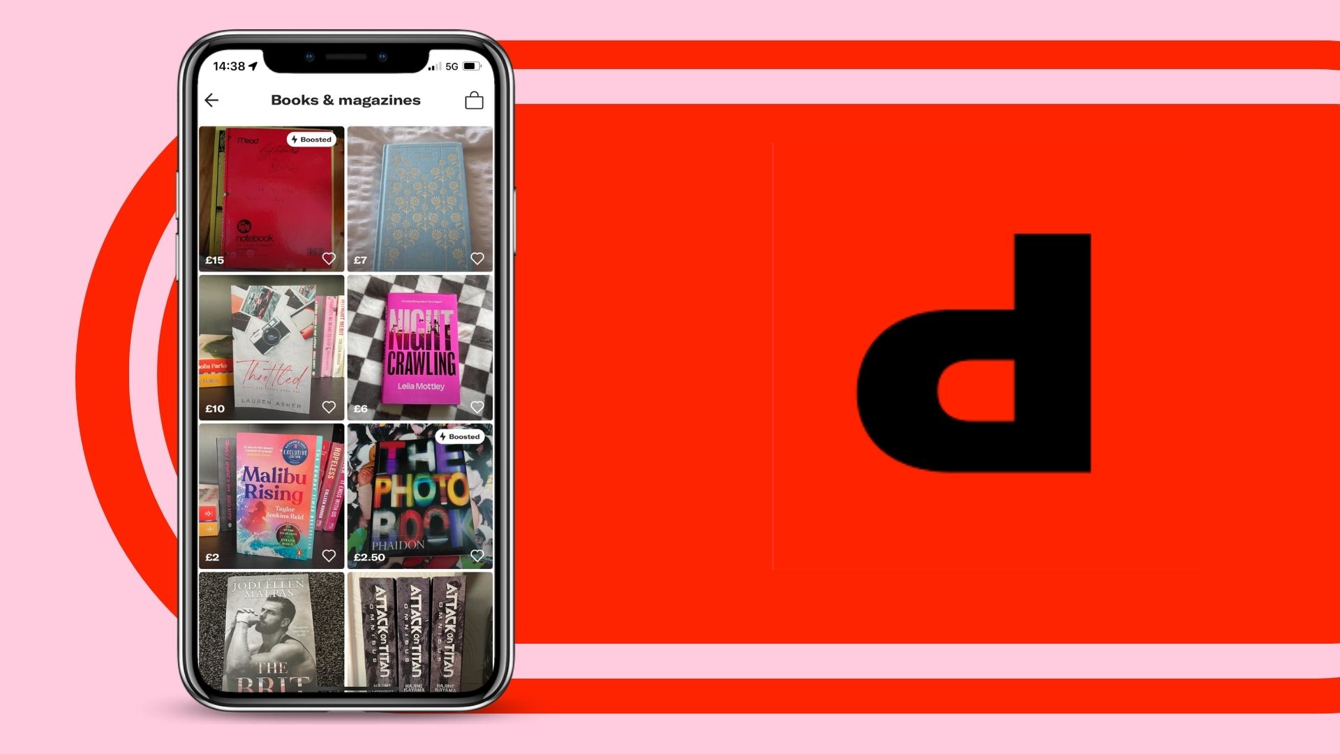Selling books online - Depop logo and screenshot