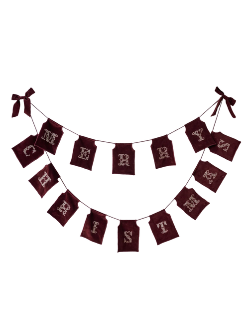Embroidered Merry Christmas Velvet Garland