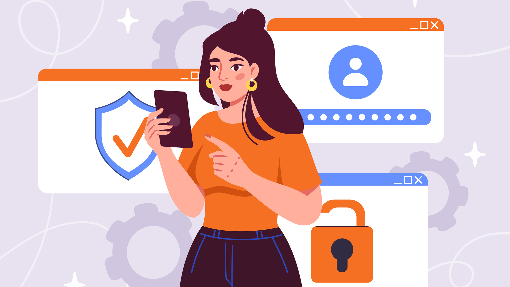 Illustration of a woman using a smartphone to verify her age