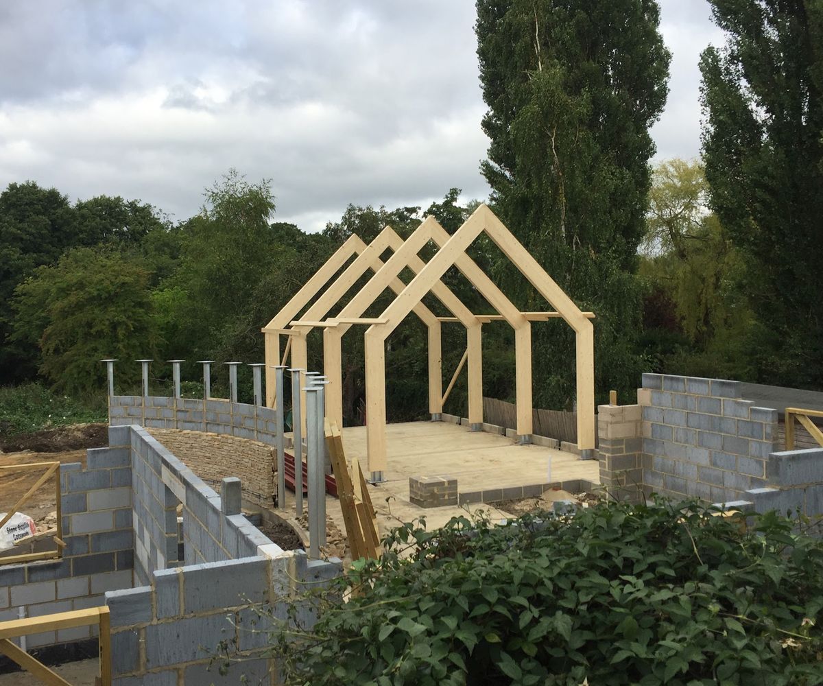 Progress shots of a self build home timber frame
