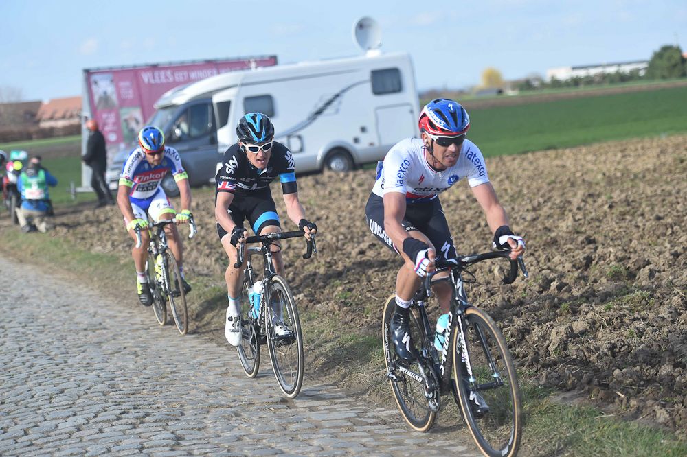 Stybar leads Thomas and Sagan.