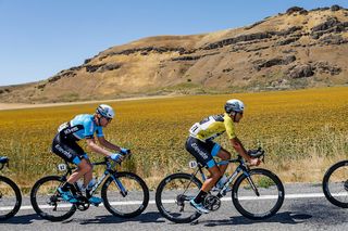 James Piccoli (Elevate-KHS) in yellow during stage 1 of the 2019 Tour of Utah