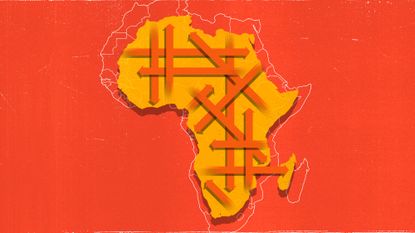 Map of Africa with intersecting arrows