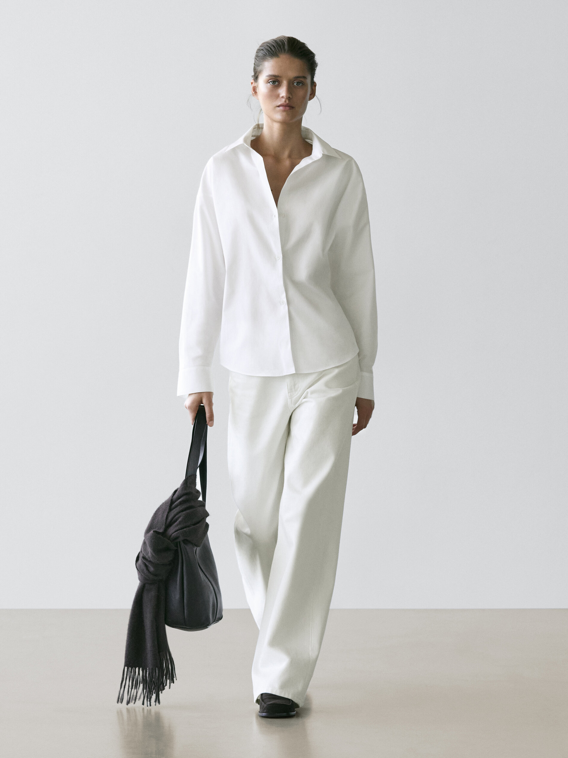 Cotton Poplin Shirt With Dart Detail