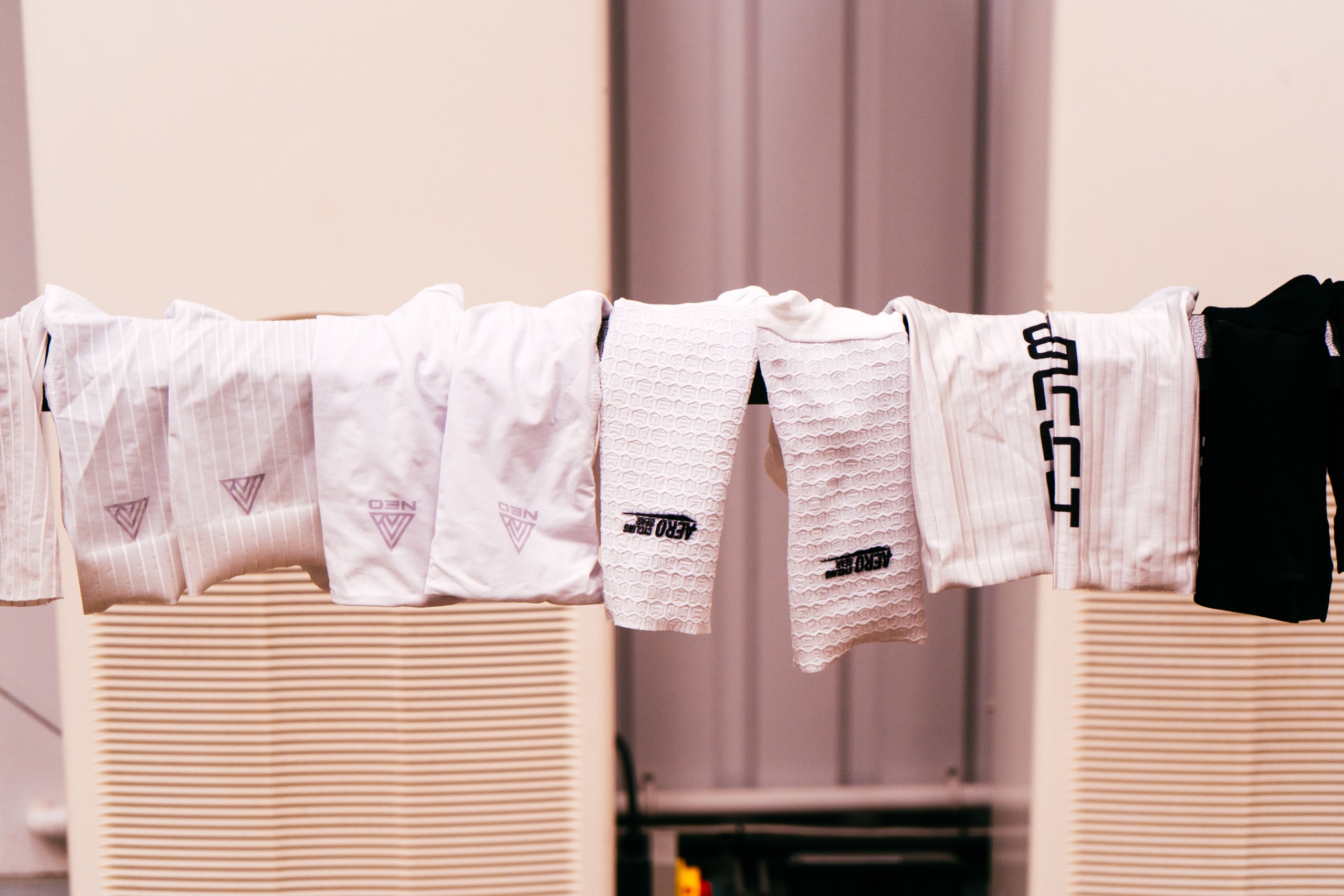 A close up shot of some socks being tested in the wind tunnel