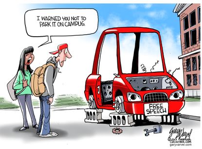 Political Cartoon U.S. Free Speech College campus