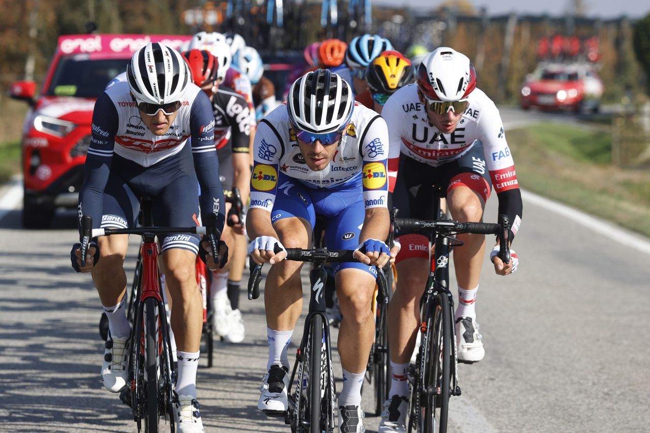 Giro dItalia 2020 103th Edition 20th stage Alba Sestriere 181km 24102020 Nicola Conci ITA Trek Segafredo Davide Ballerini ITA Deceuninck Quick Step photo Luca BettiniBettiniPhoto2020
