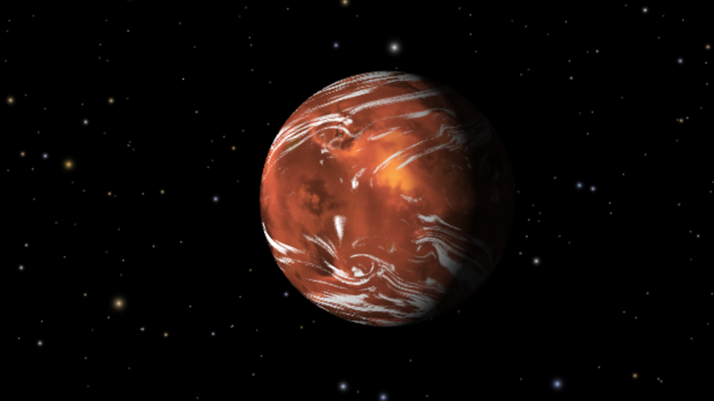 An artist's illustration of an exoplanet in space