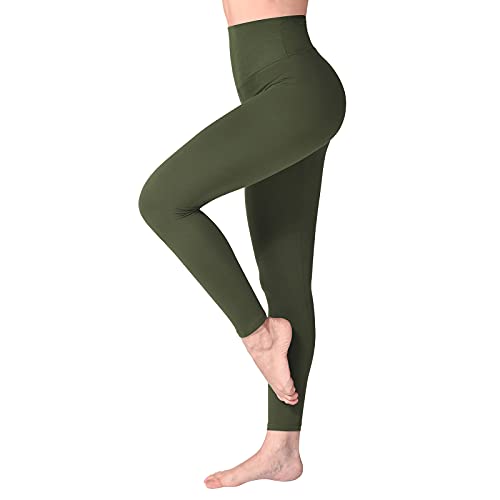 Sinophant High Waisted Leggings for Women, Buttery Soft Elastic Opaque Tummy Control Leggings, Plus Size Workout Gym Yoga(armygreen1,l-Xl)