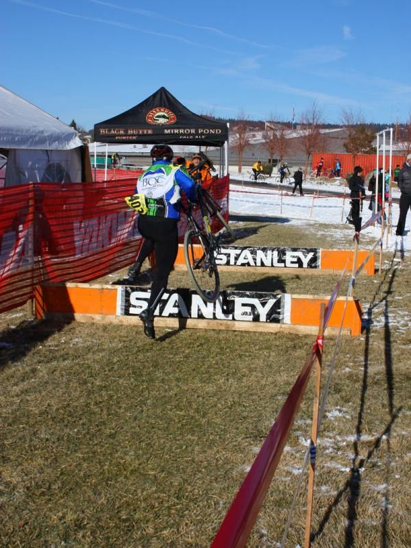 One set of double barriers await the racers as they approach the beer garden.