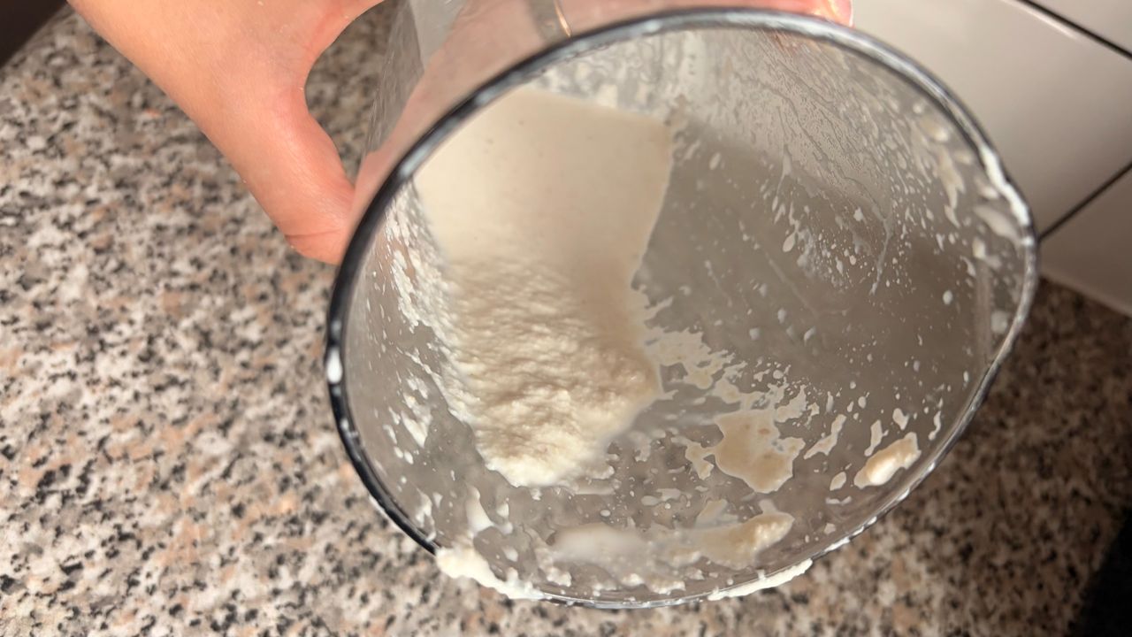 cashew nut milk made using the Canoly C16 Cold Press Juicer