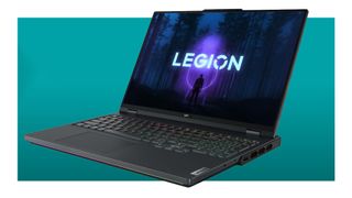 Lenovo Legion Pro 7i gaming laptop on a blue background.