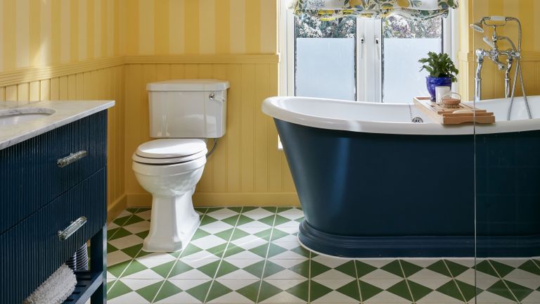 a yellow and green bathroom scheme