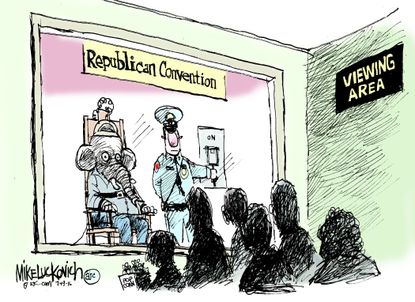 Political cartoon, U.S. Convention viewing area