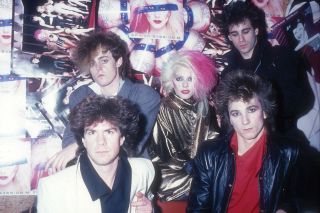 Terry Bozzio (below right) with Missing Persons. His ex-wife Dale Bozzio (centre), was in the band and also worked with Zappa