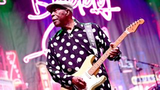 Buddy Guy performs during the 2023 Savannah Music Festival at Trustees' Garden Main Stage on March 25, 2023 in Savannah, Georgia.