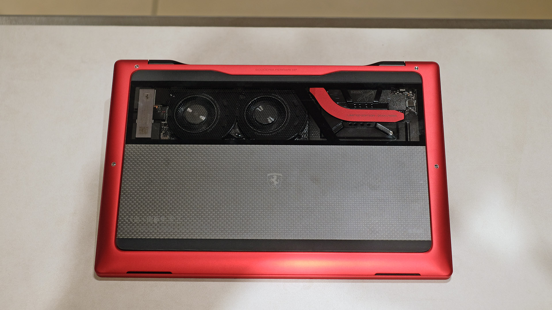 Ferrari laptop underside photo.