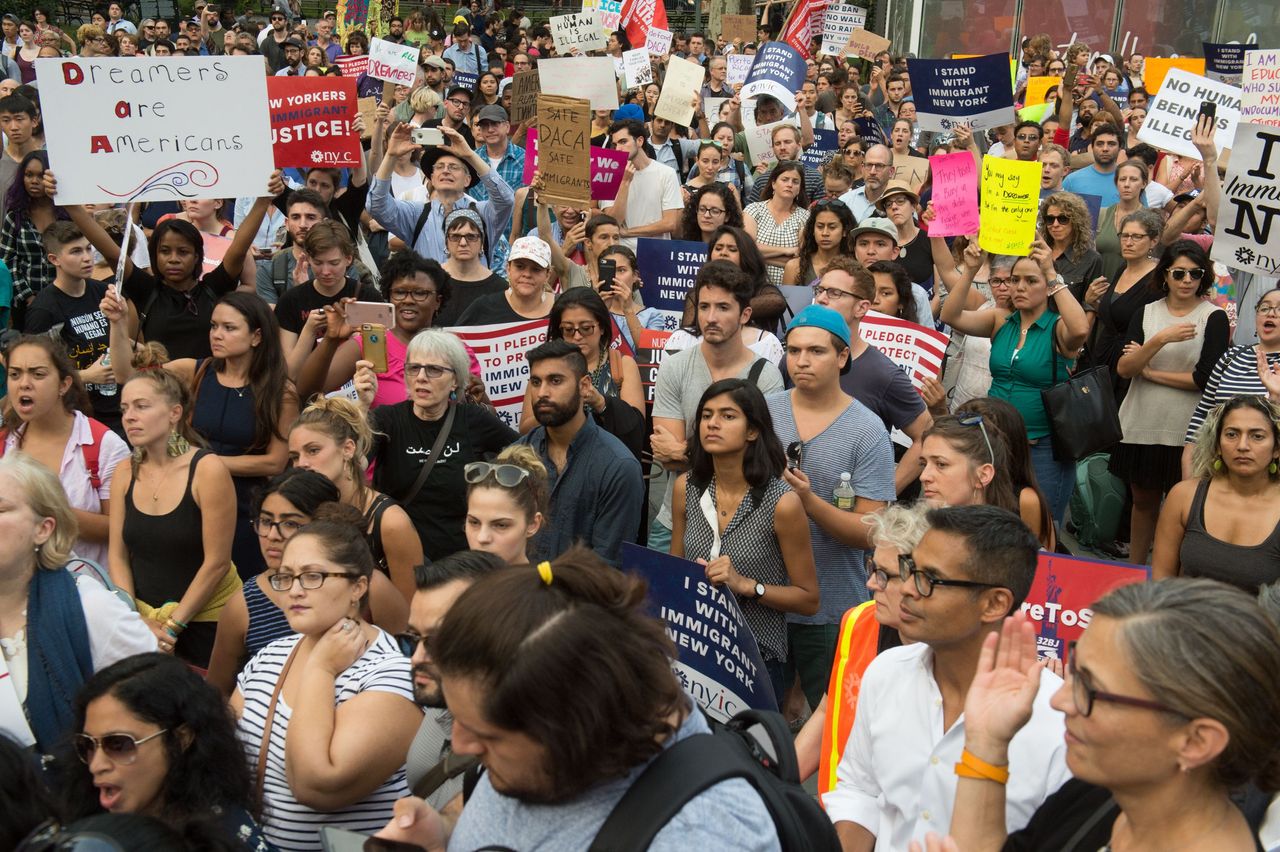 An immigration rally. 