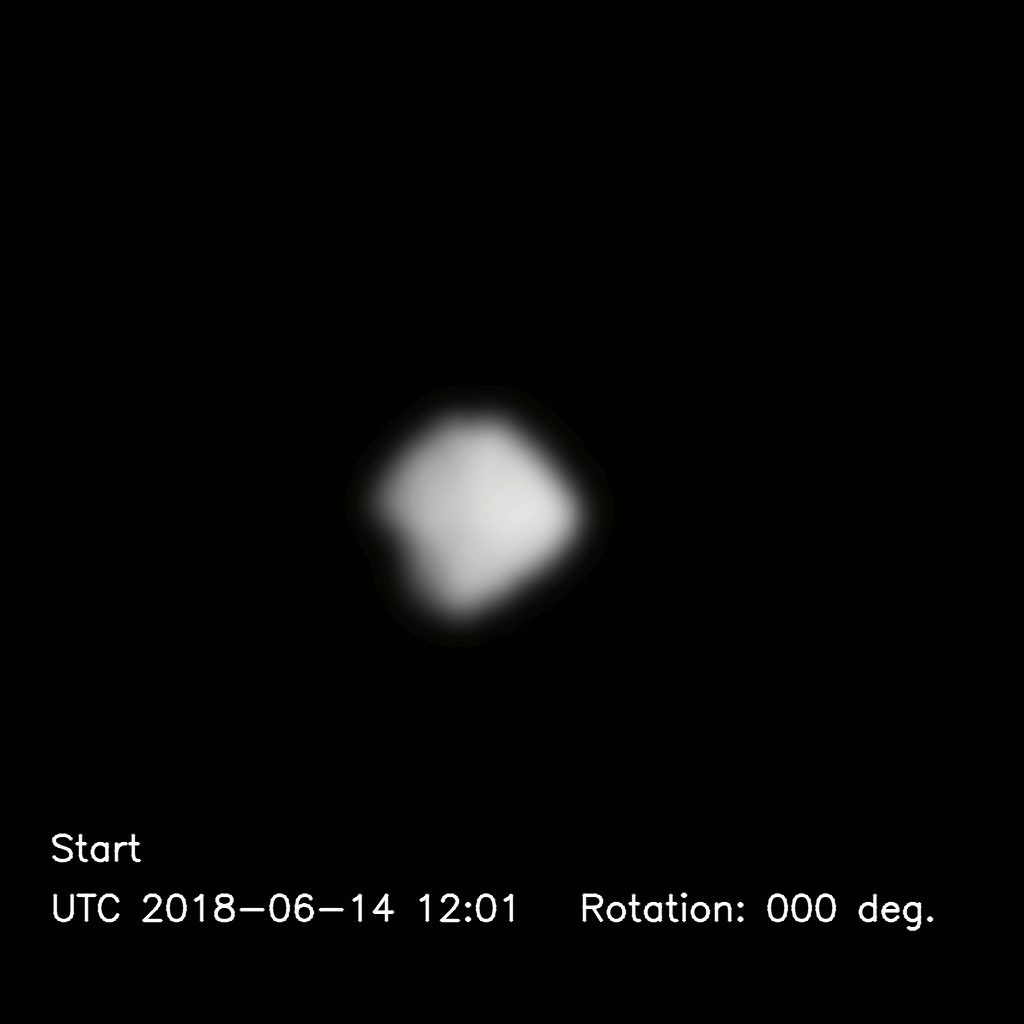 A rotating view of Ryugu captured by the Hayabusa2 spacecraft between June 14 and June 15, 2018.