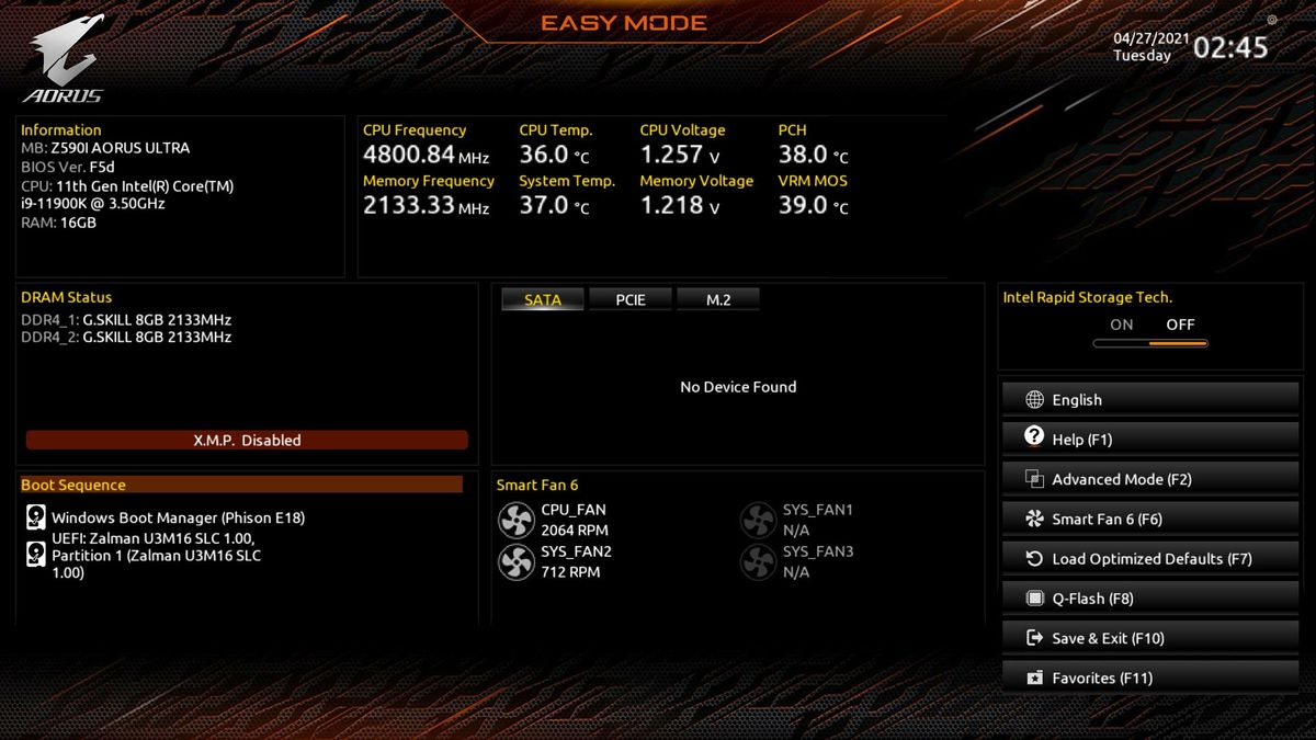 Gigabyte Z590I Aorus Ultra