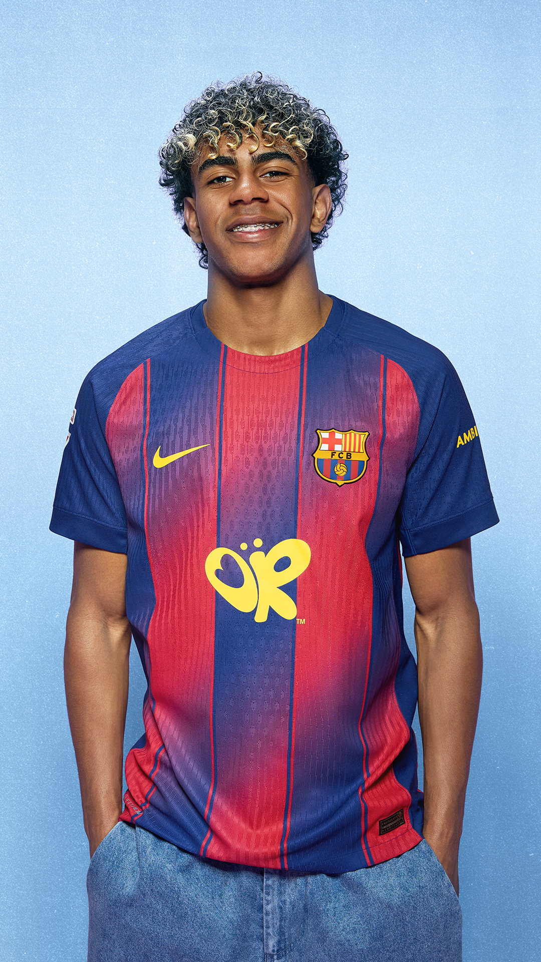 Lamine Yamal wearing the Barcelona x Olivia Rodrigo collaboration