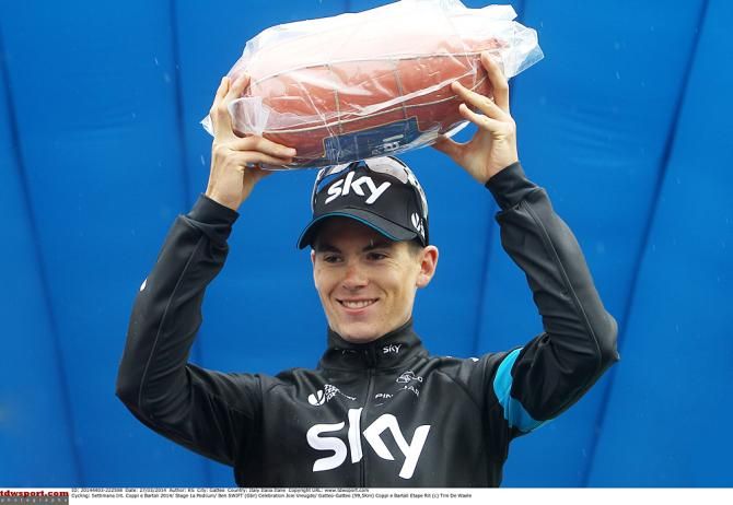 Ben Swift (Team Sky) with his prized ham