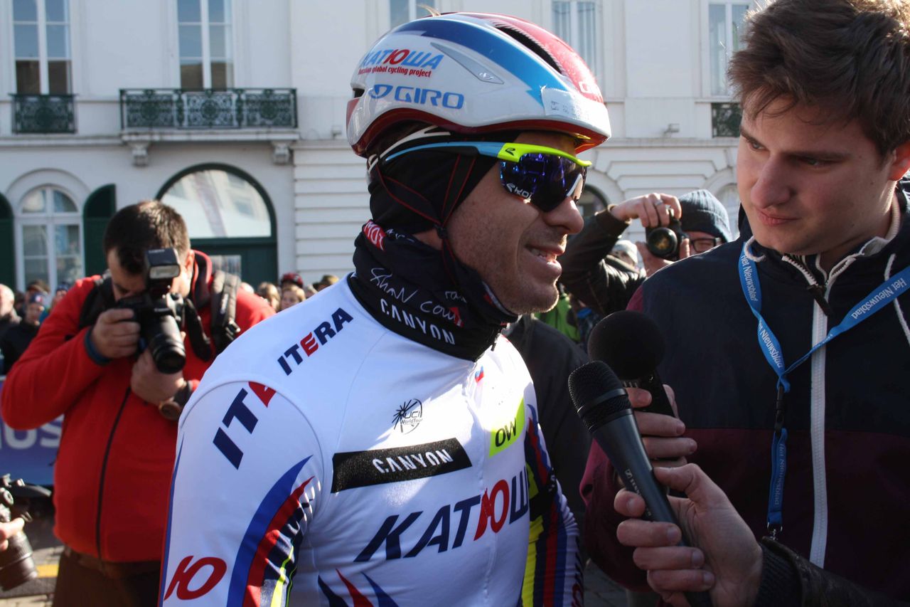 Alexandre Kristoff (Katusha) ahead of Omloop Het Nieuwsblad.