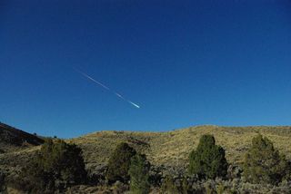 A meteor in the sky above Reno, Nevada on April 22, 2012.