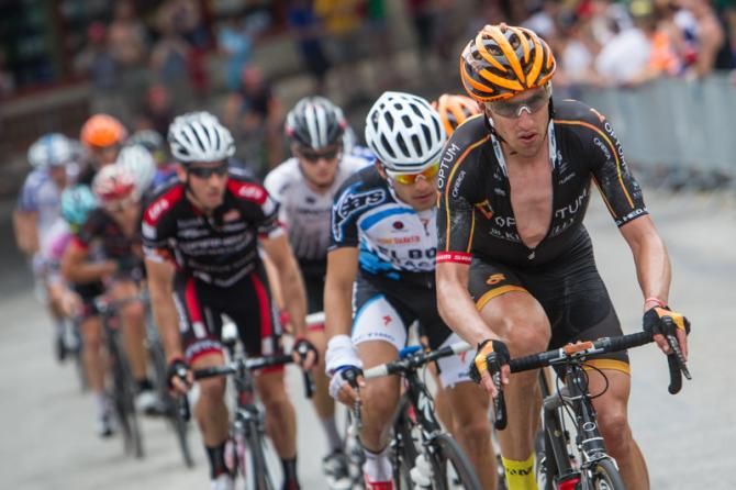 Tom Zirbel (Optum) sits on the front of the break