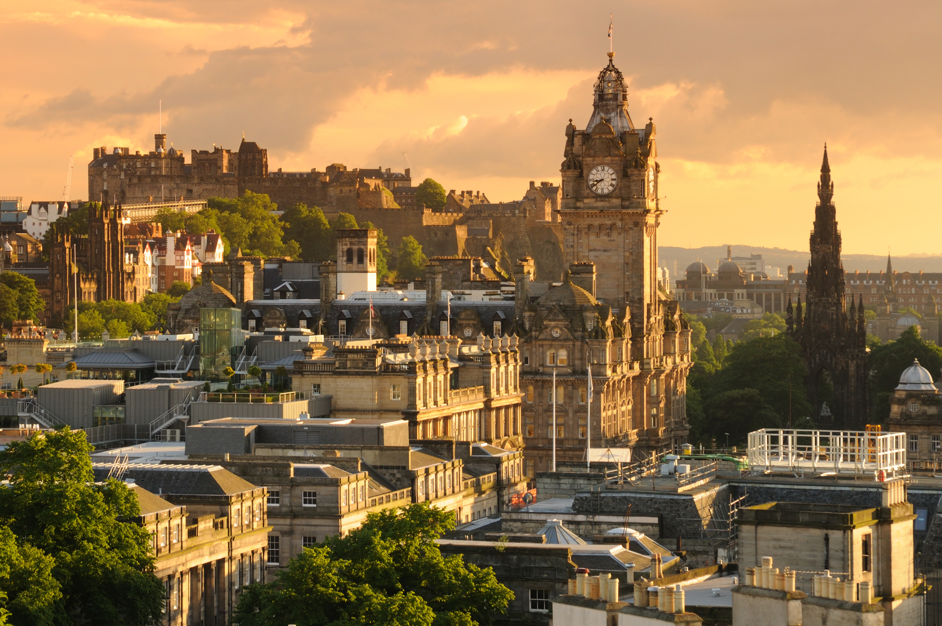 Edinburgh skyline at golden hour