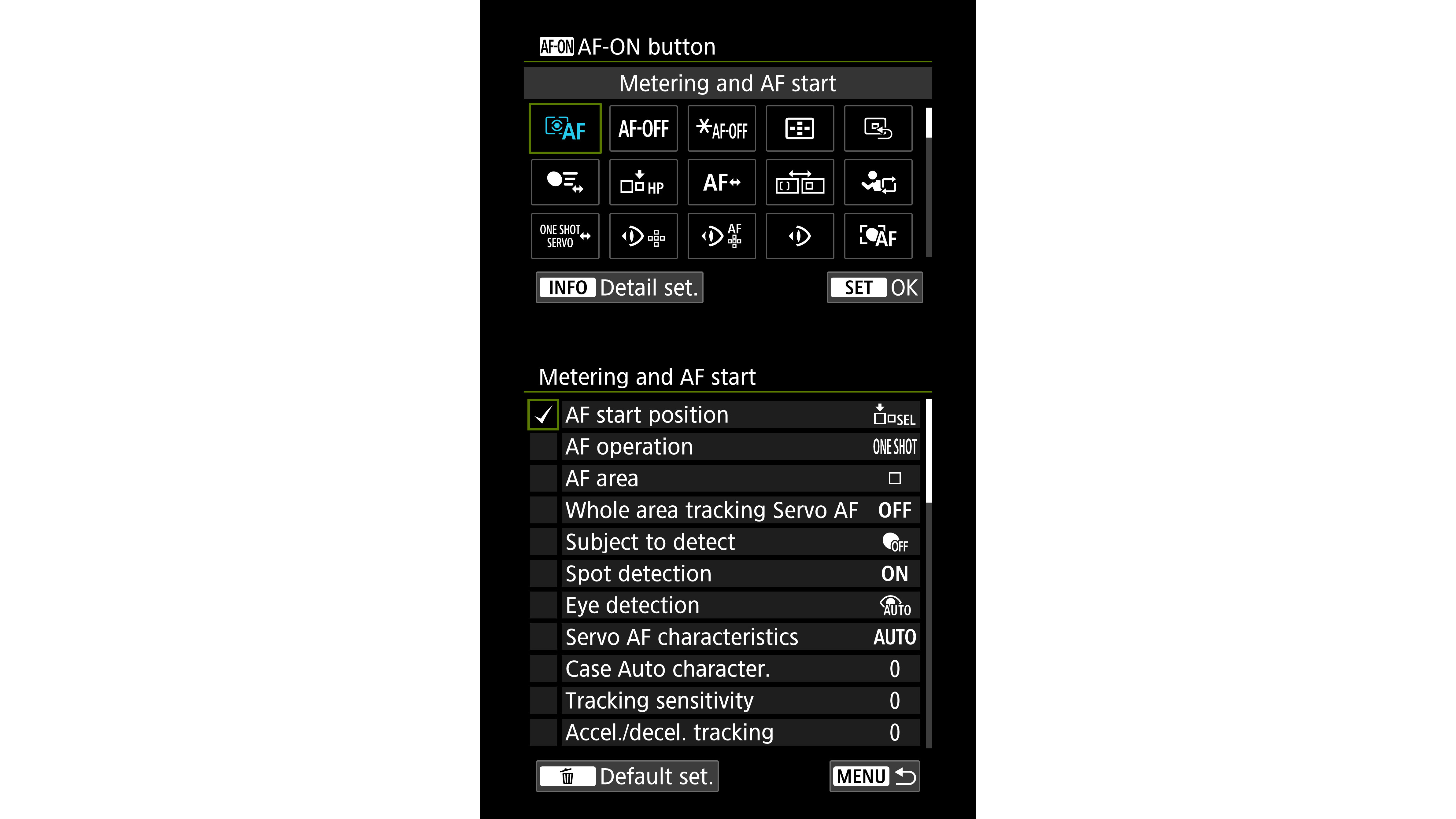A screenshot of a Canon camera menu showing the vast amount of customization options available