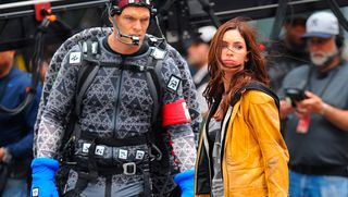 Megan Fox on the set of Teenage Mutant Ninja Turtles