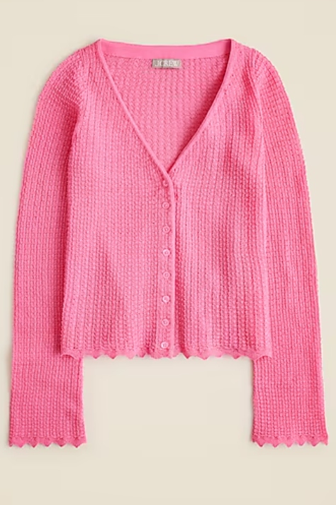 J.Crew , Scallop-Trim Cardigan Top