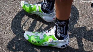 With no official shoe sponsor, Bretagne-Seche Environnement riders sported a variety of brands